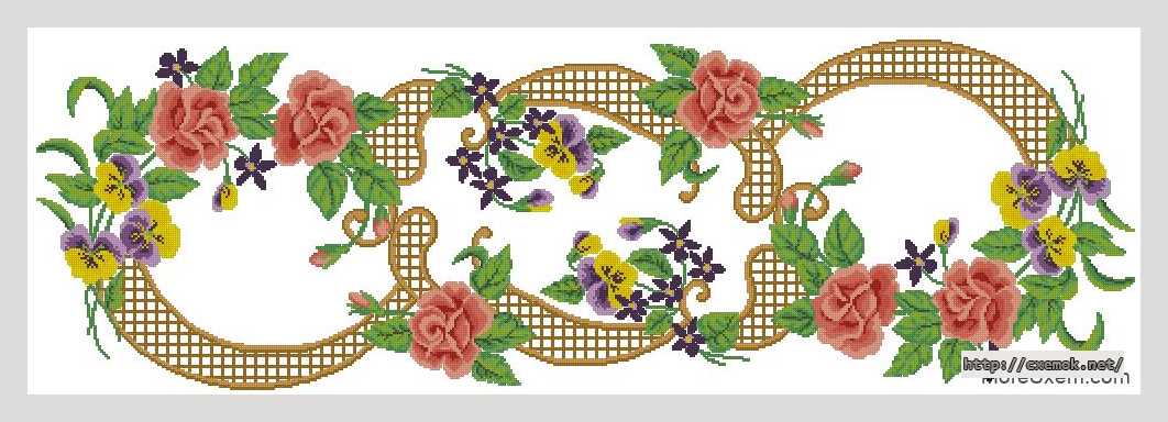 Download embroidery patterns by cross-stitch  - Дорожка с цветами