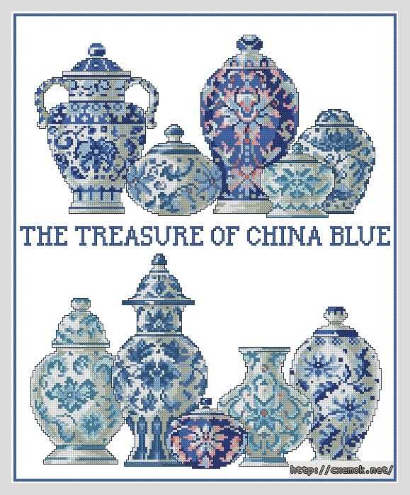 Завантажити схеми вишивки нитками / хрестом  - Китайский голубой фаянс