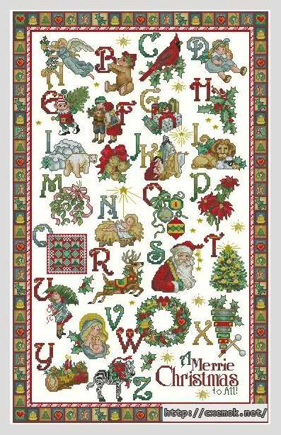 Download embroidery patterns by cross-stitch  - Алфавит «рождественский»