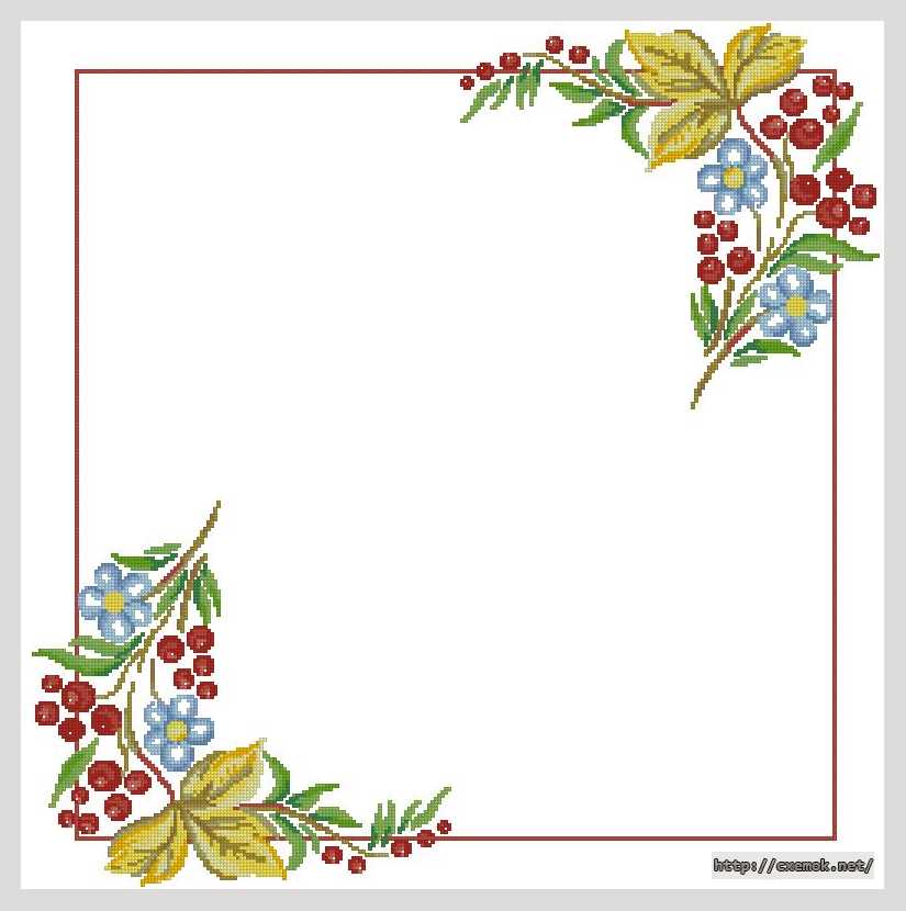 Download embroidery patterns by cross-stitch  - Серветка «калинова»
