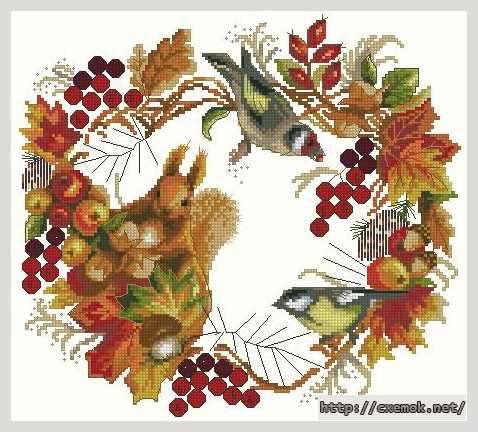 Download embroidery patterns by cross-stitch  - Осенний венок