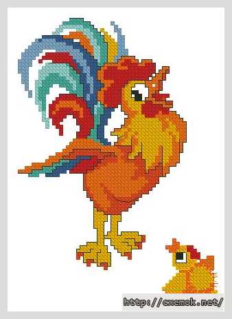 Download embroidery patterns by cross-stitch  - Петушок