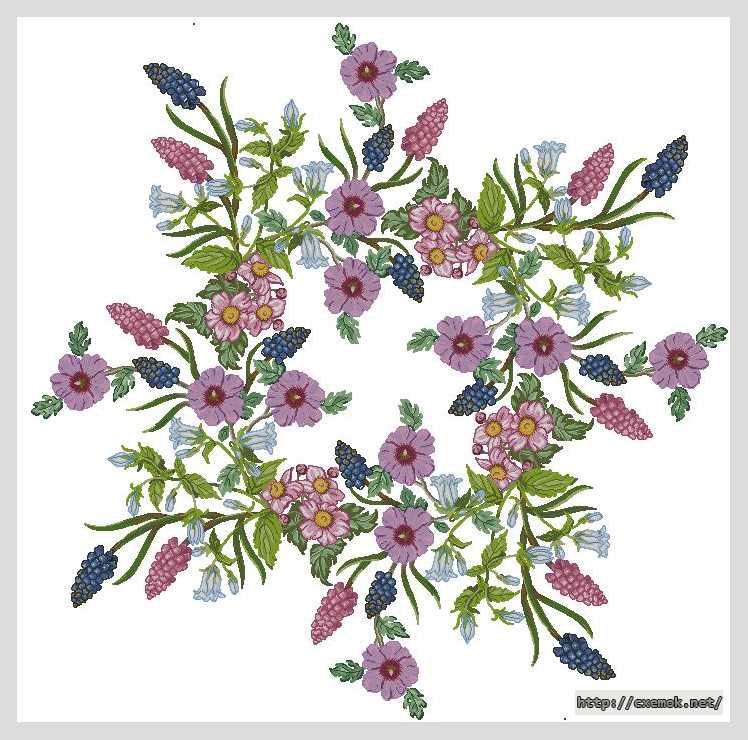 Download embroidery patterns by cross-stitch  - Прекрасный узор из цветов