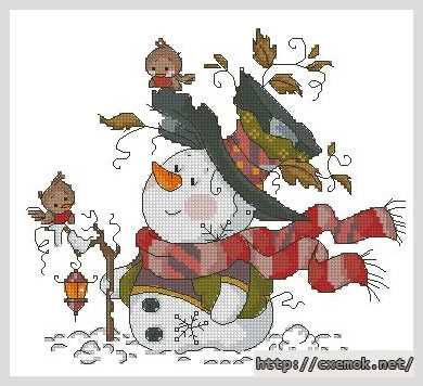 Скачать схемы вышивки нитками / крестом  - Мистер снеговик
