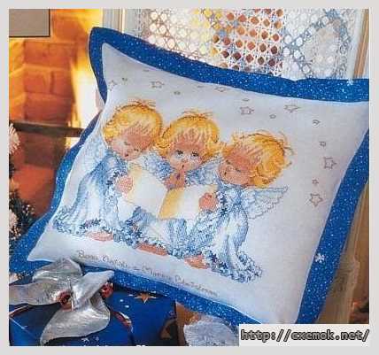 Download embroidery patterns by cross-stitch  - Подушка ангелы