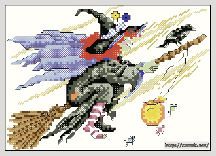 Download embroidery patterns by cross-stitch  - Witchy witch