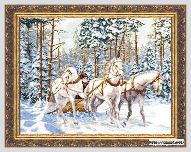 Download embroidery patterns by cross-stitch  - Русская тройка