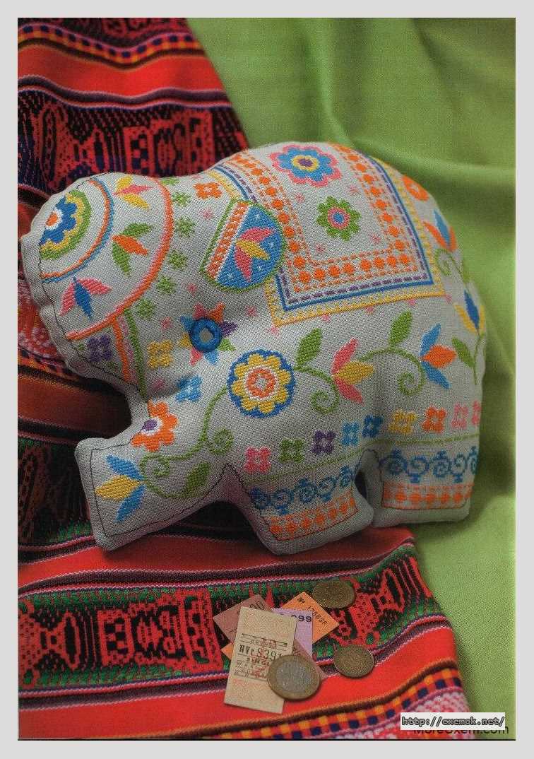 Download embroidery patterns by cross-stitch  - Слон подушка