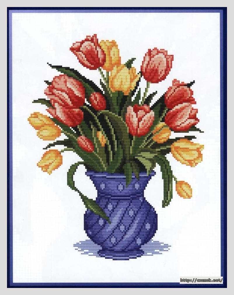Download embroidery patterns by cross-stitch  - Тюльпаны в вазе