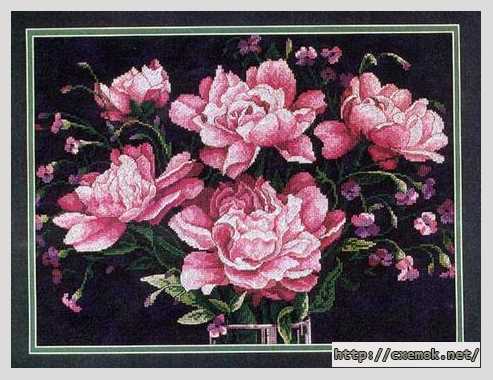 Скачать схемы вышивки нитками / крестом  - Розовые цветы