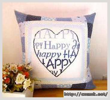 Download embroidery patterns by cross-stitch  - Подушка happy