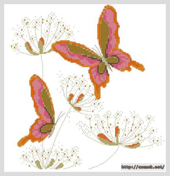 Завантажити схеми вишивки нитками / хрестом  - Розовые бабочки