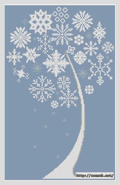 Скачать схемы вышивки нитками / крестом  - Дерево из снежинок