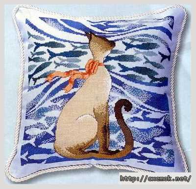 Download embroidery patterns by cross-stitch  - Кошка с рыбками