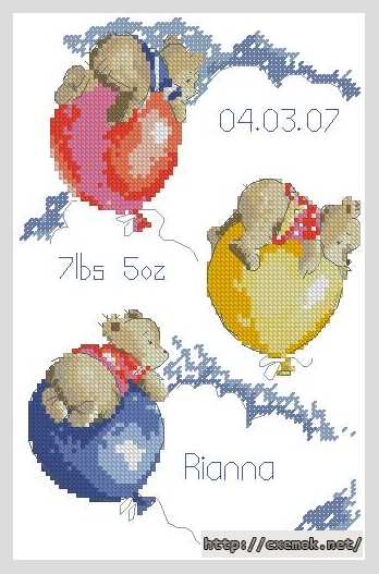 Download embroidery patterns by cross-stitch  - Мишки на шарах