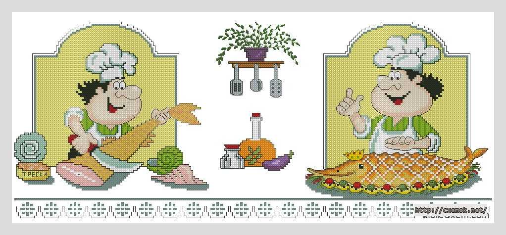 Download embroidery patterns by cross-stitch  - Рыбное меню
