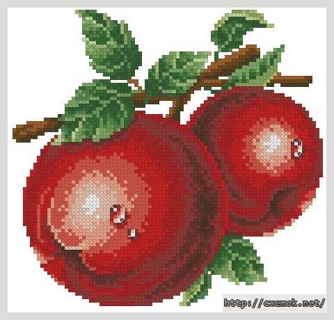 Download embroidery patterns by cross-stitch  - Красные яблоки