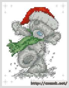 Download embroidery patterns by cross-stitch  - Мишка тедди в рождество