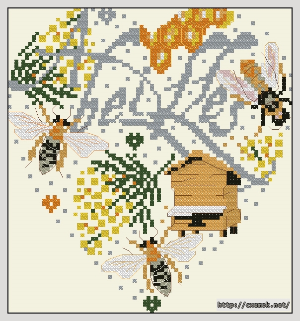 Download embroidery patterns by cross-stitch  - Abeilles, author 