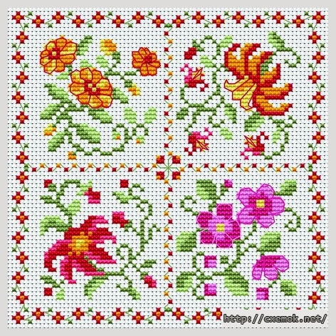 Download embroidery patterns by cross-stitch  - Motif fleuri, author 