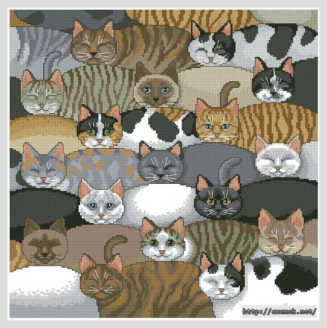 Download embroidery patterns by cross-stitch  - Подушка кошки