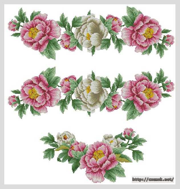 Download embroidery patterns by cross-stitch  - Вышиванка – царица пионов