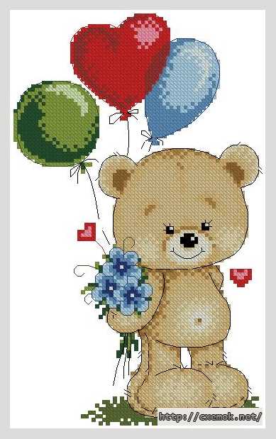 Download embroidery patterns by cross-stitch  - Мишка с шариками