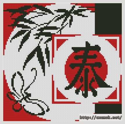 Download embroidery patterns by cross-stitch  - Цветение (иероглиф)