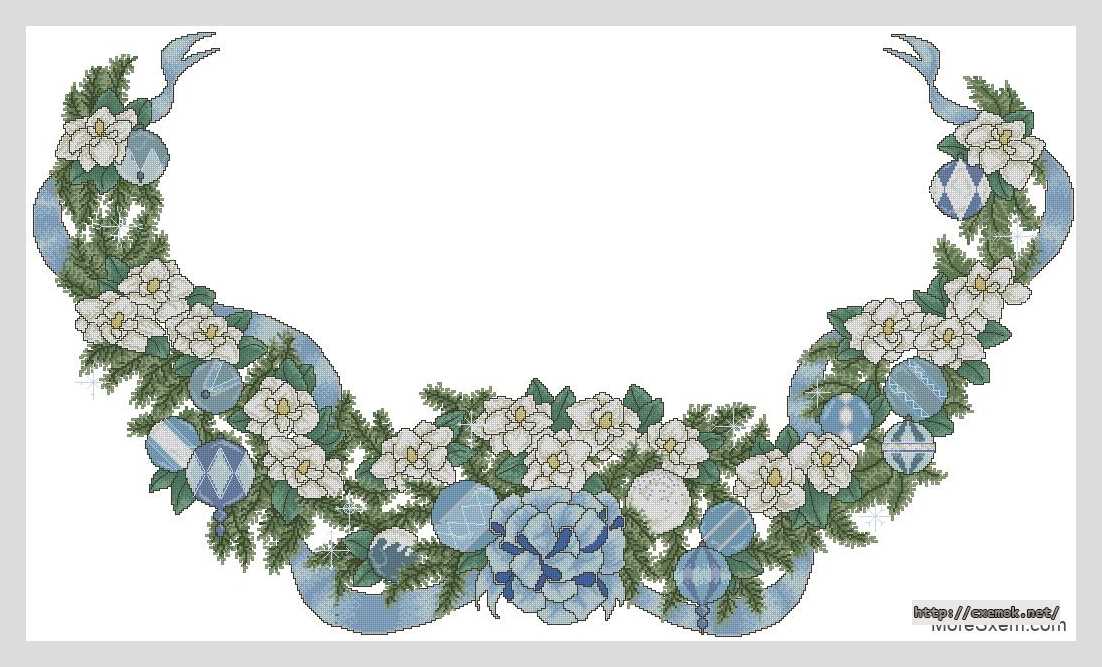 Download embroidery patterns by cross-stitch  - Юбка под елку голубой венок морозника