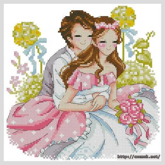 Download embroidery patterns by cross-stitch  - Цветочная свадьба