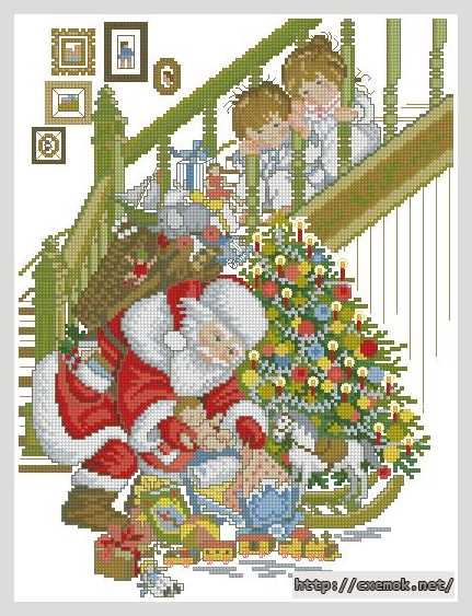 Download embroidery patterns by cross-stitch  - В рождественскую ночь