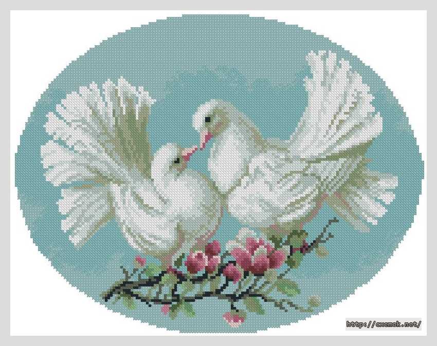 Завантажити схеми вишивки нитками / хрестом  - Любовь и голуби