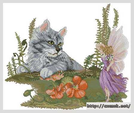 Download embroidery patterns by cross-stitch  - Пушистый друг феи