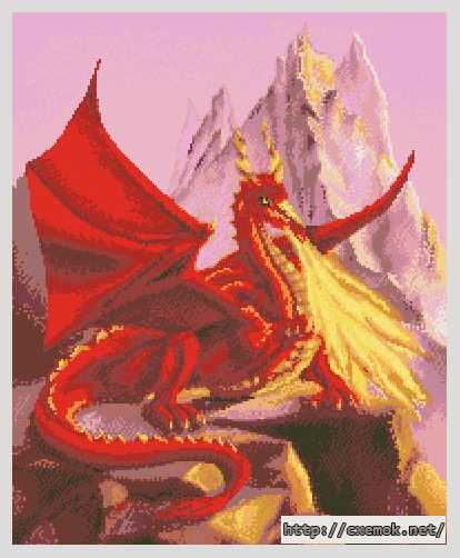 Download embroidery patterns by cross-stitch  - Огненный дракон