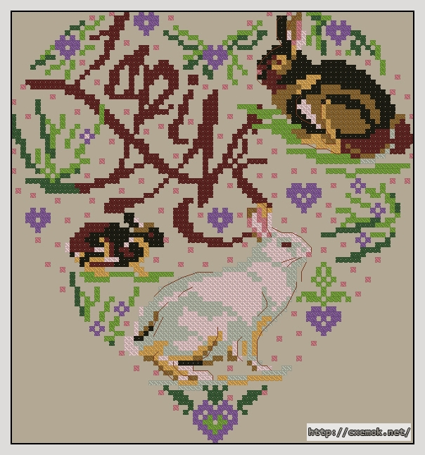 Download embroidery patterns by cross-stitch  - Lapins, author 