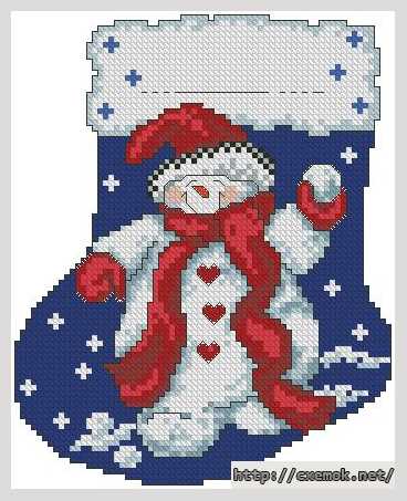 Download embroidery patterns by cross-stitch  - Сапожок со снеговиком