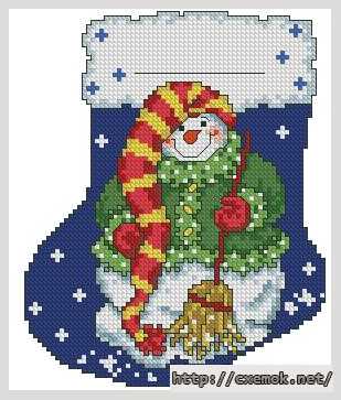Download embroidery patterns by cross-stitch  - Сапожок со снеговиком