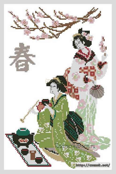 Download embroidery patterns by cross-stitch  - Китаянки