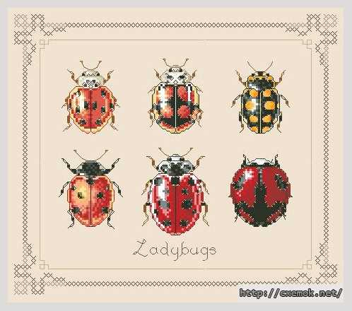 Download embroidery patterns by cross-stitch  - Божьи коровки