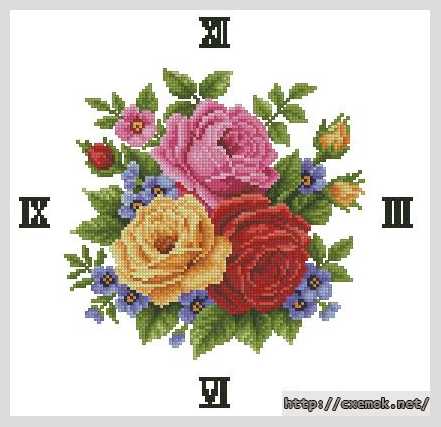 Download embroidery patterns by cross-stitch  - Часы «розы — гармония»