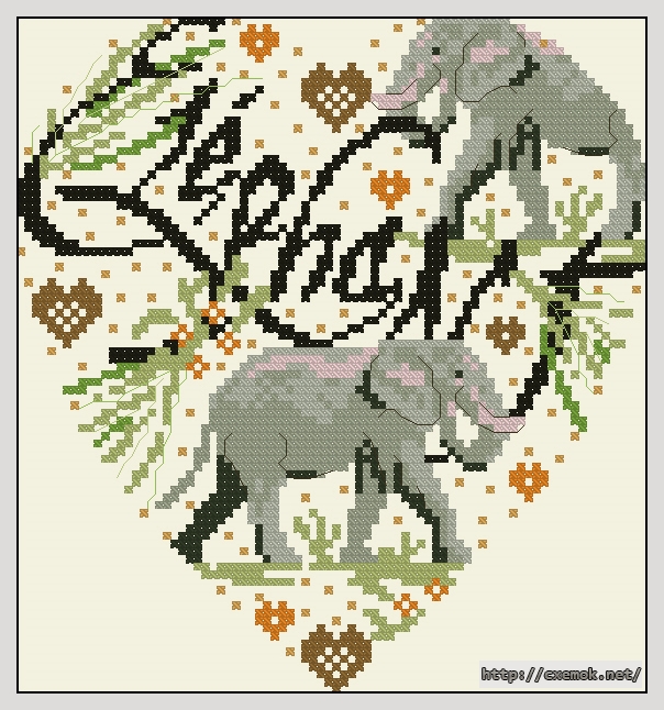 Download embroidery patterns by cross-stitch  - Elephants, author 