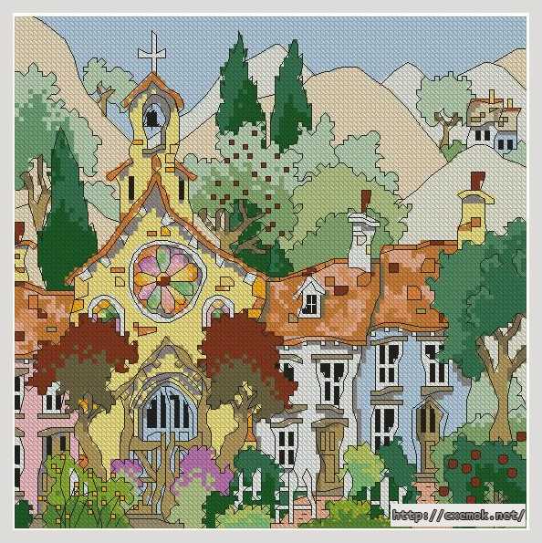 Download embroidery patterns by cross-stitch  - Коттедж в саду