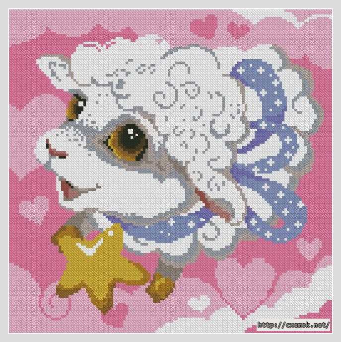 Download embroidery patterns by cross-stitch  - Подушка «овечка»