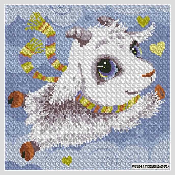Download embroidery patterns by cross-stitch  - Подушка «козлик»
