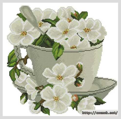 Download embroidery patterns by cross-stitch  - Чашечка с цветами