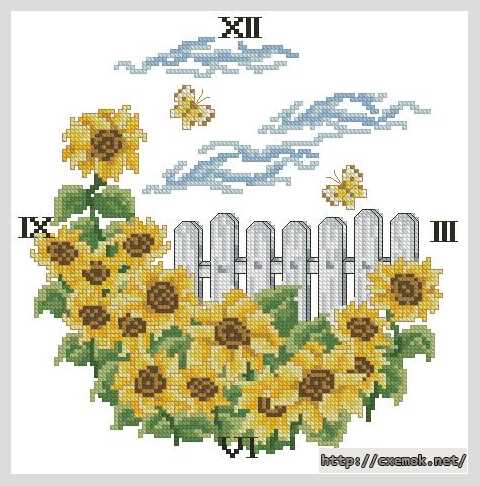 Download embroidery patterns by cross-stitch  - Часы с палисадником