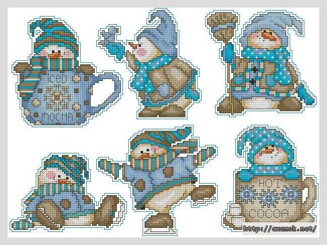 Download embroidery patterns by cross-stitch  - Новогодние игрушки — снеговики