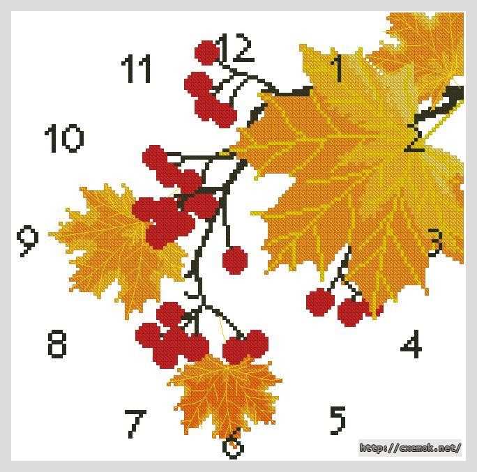 Скачать схему вышивки нитками Часы «Осенние»
