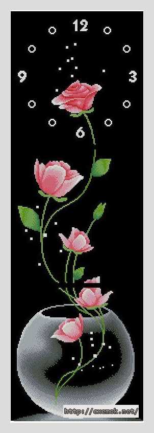 Download embroidery patterns by cross-stitch  - Часы — розы