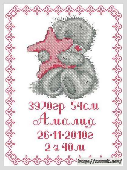 Download embroidery patterns by cross-stitch  - Тедди метрика